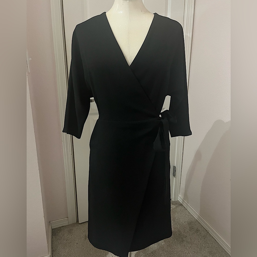 Topshop short black wrap dress
